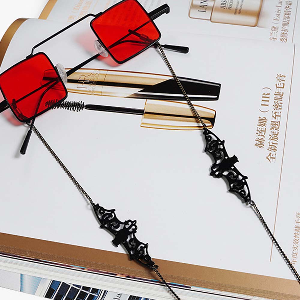 Mask Chain Holder - Cordon anti-perte tendance rétro creux noir